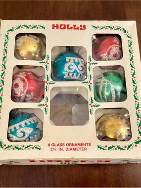 Vintage Glass Ornaments - Mixed Colors (Set of 7)